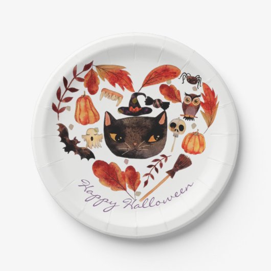 Waterverf Herfst Halloween Baby shower Whimsical Papieren Bordje (Voorkant)