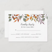 Waterverf herfst/Herfst-bladbruiloft RSVP-Kaart RSVP Kaartje (Voorkant / Achterkant)