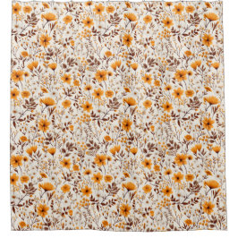 Waterverf Herfst Herfst Bloemen en Bladeren Douchegordijn