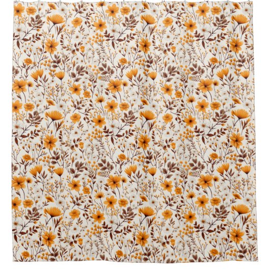 Waterverf Herfst Herfst Bloemen en Bladeren Douchegordijn (Voorkant)