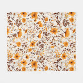 Waterverf Herfst Herfst Bloemen en Bladeren Fleece Deken (Voorkant (Horizontaal))
