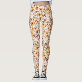 Waterverf Herfst Herfst Bloemen en Bladeren Leggings