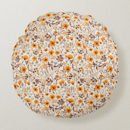 Waterverf Herfst Herfst Bloemen en Bladeren Rond Kussen