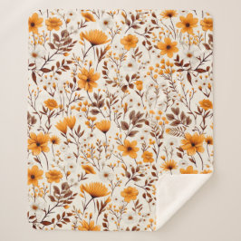 Waterverf Herfst Herfst Bloemen en Bladeren Sherpa Deken