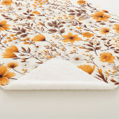 Waterverf Herfst Herfst Bloemen en Bladeren Sherpa Deken (3/4)