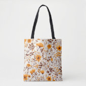 Waterverf Herfst Herfst Bloemen en Bladeren Tote Bag (Voorkant)