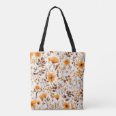 Waterverf Herfst Herfst Bloemen en Bladeren Tote Bag (Achterkant)