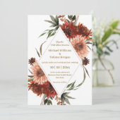 waterverf herfst Herfst Bloemen Terracotta bruilof Kaart (Staand voorkant)