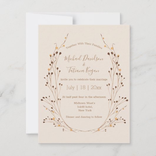 waterverf Herfst herfst Botanische krans bruiloft Kaart (Voorkant)