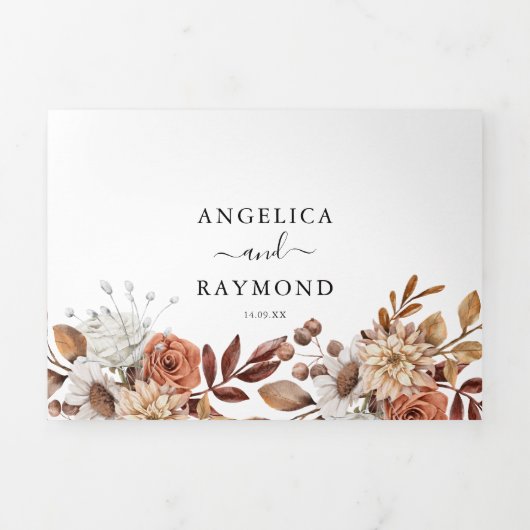 Waterverf herfst herfst huwelijk legant drievoudig drieluik uitnodiging (Cover)