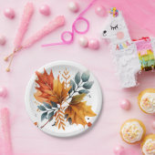 Waterverf herfst Herfst kleur bladeren Papieren Bordje (Feest)