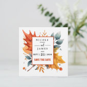 Waterverf herfst Herfst kleur bladeren Save The Date (Staand voorkant)