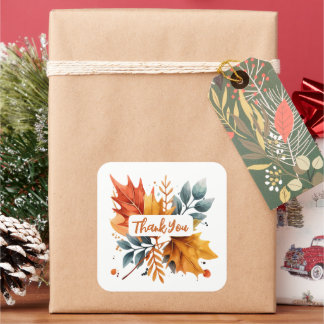 Waterverf herfst Herfst kleur bladeren Vierkante Sticker