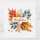 Waterverf herfst Herfst kleur bladeren Wijn Etiket (Enkel label)