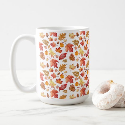 Waterverf herfst herfst laat naadloos patroon koffiemok (Met donut)