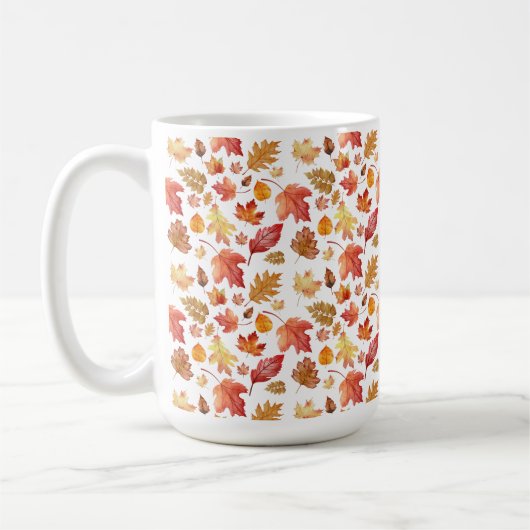 Waterverf herfst herfst laat naadloos patroon koffiemok (Links)