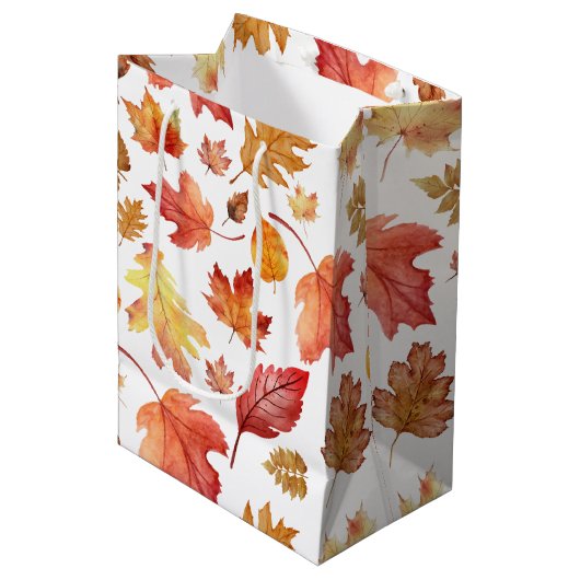 Waterverf herfst herfst laat naadloos patroon medium cadeauzakje (Voorkant Gekanteld)