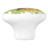 Waterverf Herfst Herfst Oranje Groene Chickadee Bi Keramische Knop (Zijkant)