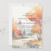 Waterverf Herfst Herfst Outdoor Wedding Kaart (Voorkant)