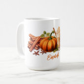 Waterverf Herfst/herfst pompoen latte sjaal Koffiemok (Voorkant links)
