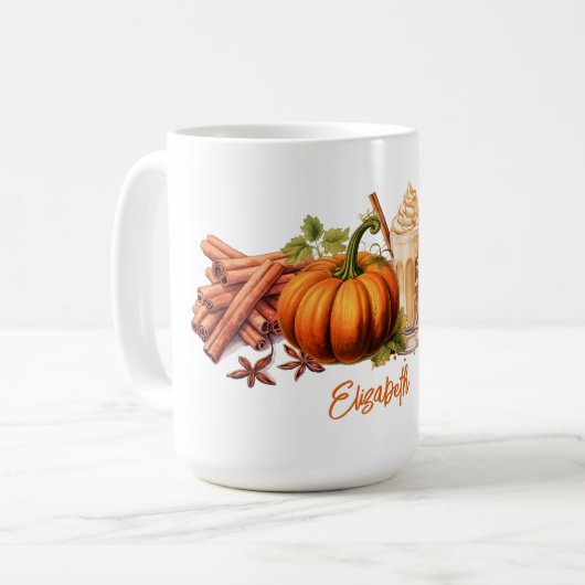 Waterverf Herfst/herfst pompoen latte sjaal Koffiemok (Voorkant links)