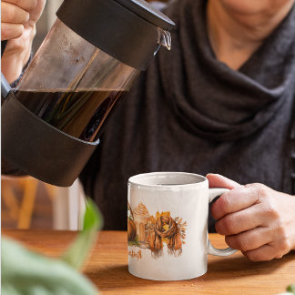 Waterverf Herfst/herfst pompoen latte sjaal Koffiemok