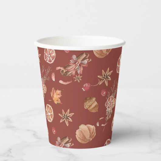 Waterverf herfst Herfst Thanksgiving Papieren Bekers (Voorkant)