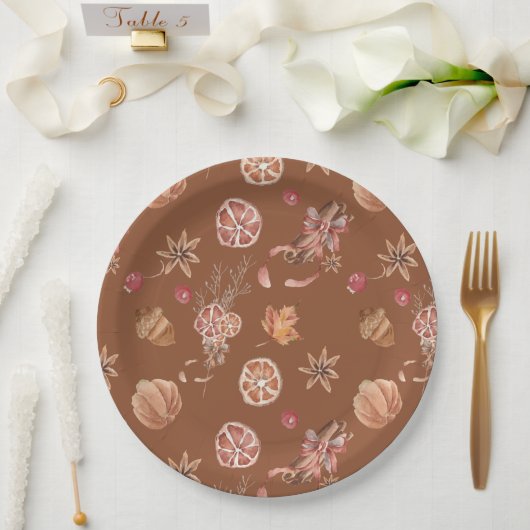 Waterverf herfst Herfst Thanksgiving Papieren Bordje (Huwelijk)