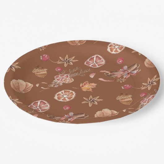 Waterverf herfst Herfst Thanksgiving Papieren Bordje (Gekanteld)