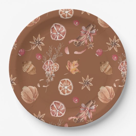 Waterverf herfst Herfst Thanksgiving Papieren Bordje (Voorkant)