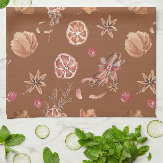 Waterverf herfst Herfst Thanksgiving Theedoek (Gevouwen)