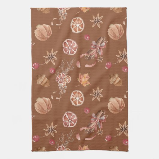 Waterverf herfst Herfst Thanksgiving Theedoek (Verticaal)