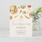 Waterverf herfst Herfst Turkije Friendsgiving Dine Kaart (Staand voorkant)