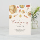 Waterverf Herfst Herfst Turkije Thanksgiving Diner Kaart (Staand voorkant)