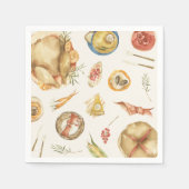 Waterverf Herfst Herfst Turkije Thanksgiving Diner Servet (Voorkant)