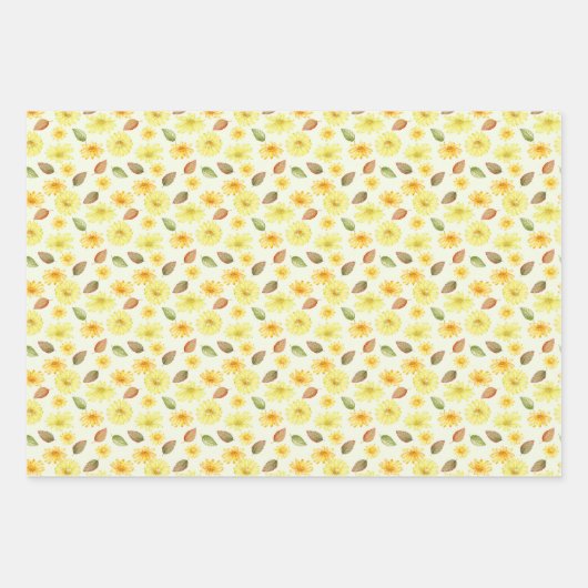 Waterverf herfst Herfst zonnebloemen, bloempatroon Inpakpapier Vel (Voorkant 3)