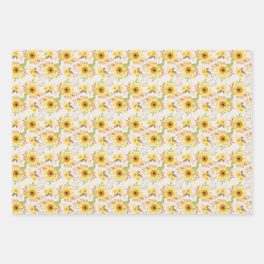 Waterverf herfst Herfst zonnebloemen, bloempatroon Inpakpapier Vel (Voorkant 2)