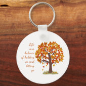 Waterverf herfst het Leven van de Boom is het Sleu Sleutelhanger (Achterkant)