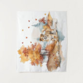 Waterverf Herfst Hondenontwerp - Akita Wandkleed (Voorkant)