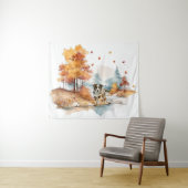 Waterverf Herfst Hondenontwerp - Australian Shephe Wandkleed (In Situ (horizontaal))