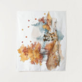 Waterverf Herfst Hondenontwerp - Australian Shephe Wandkleed (Voorkant)