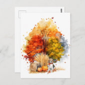 Waterverf Herfst Hondenontwerp - Beagle Briefkaart (Voorkant / Achterkant)