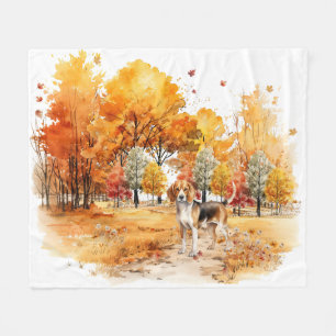 Waterverf Herfst Hondenontwerp - Beagle Fleece Deken