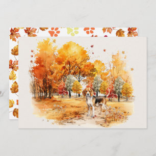 Waterverf Herfst Hondenontwerp - Beagle Kaart
