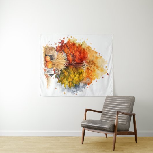 Waterverf Herfst Hondenontwerp - Beagle Wandkleed (In Situ (horizontaal))