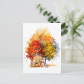 Waterverf Herfst Hondenontwerp - Corgi Briefkaart (Staand voorkant)