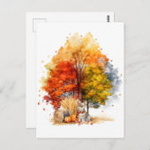 Waterverf Herfst Hondenontwerp - Corgi Briefkaart (Voorkant / Achterkant)