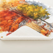 Waterverf Herfst Hondenontwerp - Corgi Sherpa Deken (3/4)