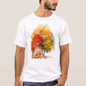 Waterverf Herfst Hondenontwerp - Corgi T-shirt (Voorkant)