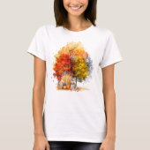 Waterverf Herfst Hondenontwerp - Corgi T-shirt (Voorkant)